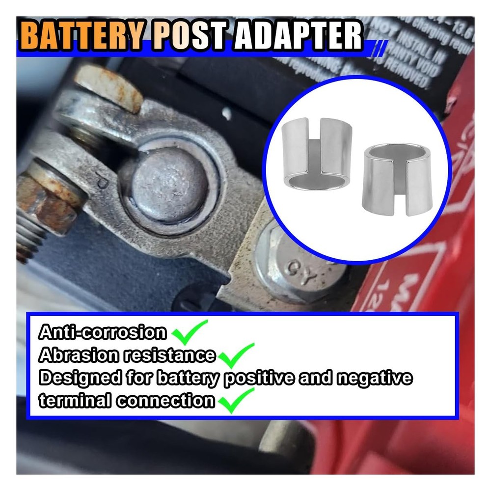 1 Pair Battery Post Shims, Pure Lead Anode Cathode Sleeves, Car 2PCS