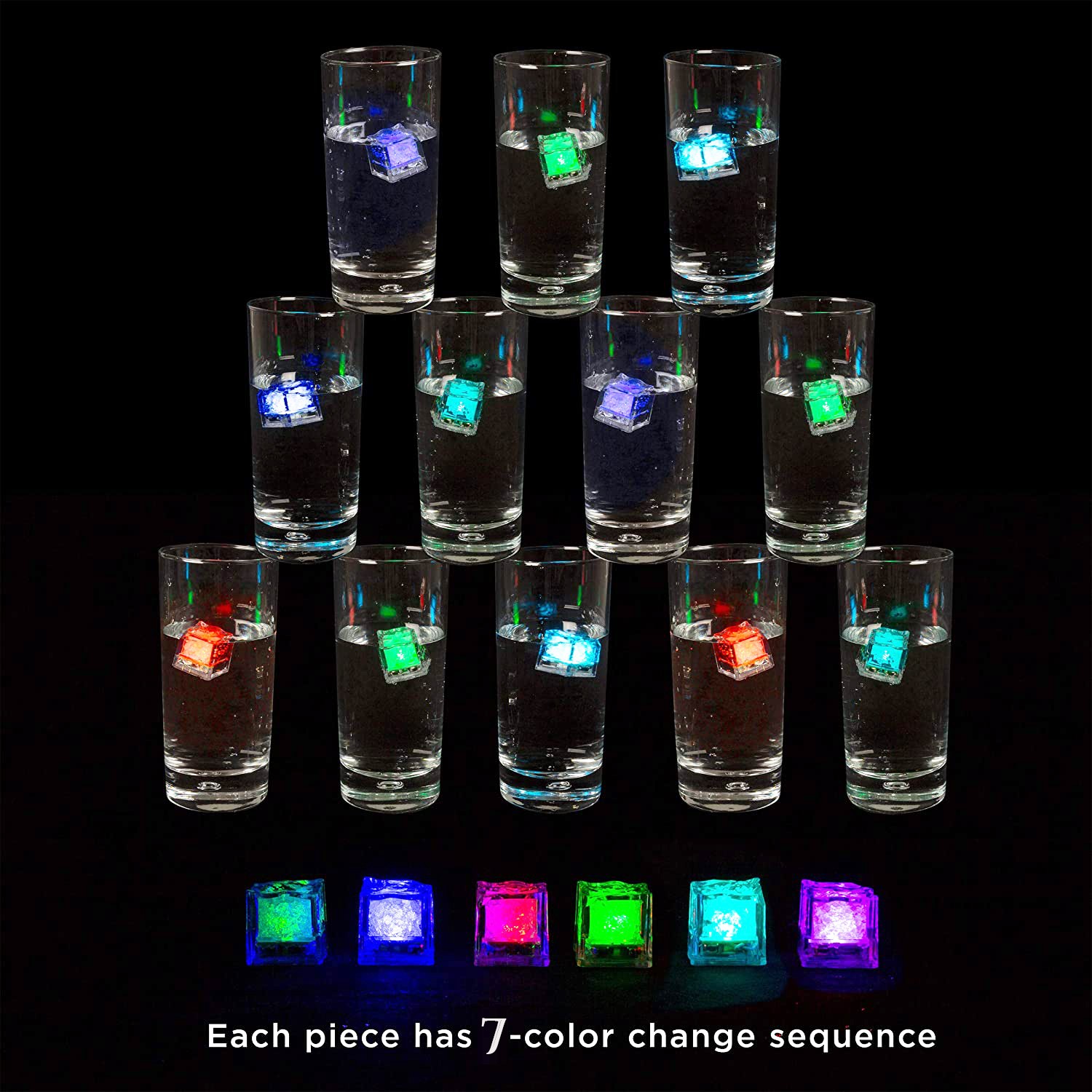24 Light Up Ice Cube for Drinks Liquid Sensor LED Color Changing for Drinks Pond