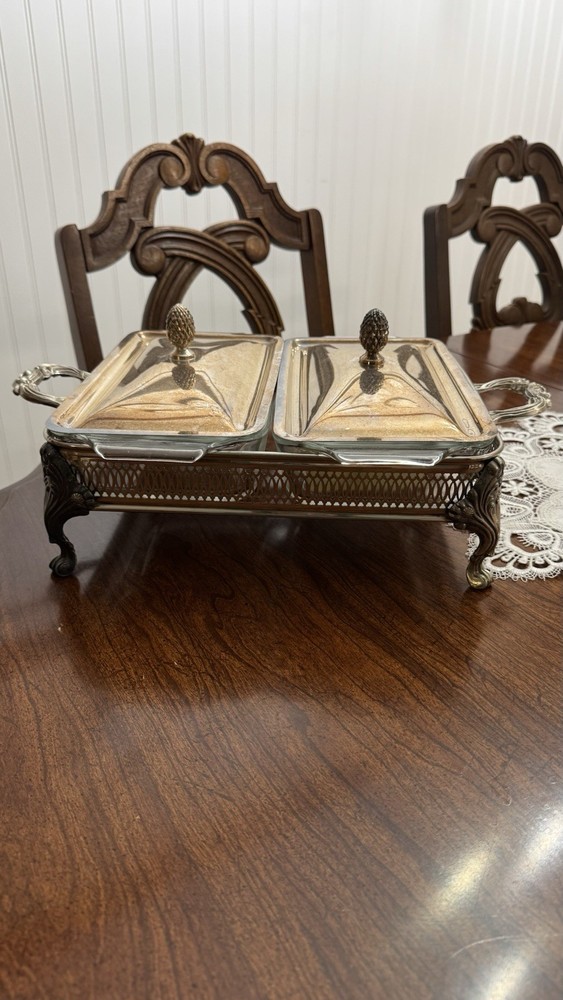 Vintage Silver Double Covered Server Silver