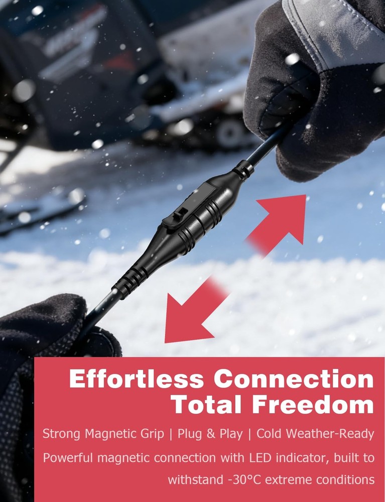 Heated Shield Cord for Snowmobile Helmets Electric Replacement Wire Hookup
