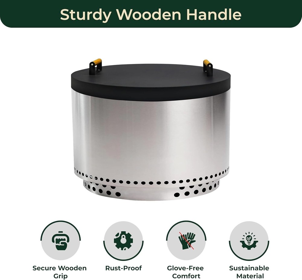 FEBTECH 27.5 inch Round Firepit Lid - Perfect Fit for 27" Smokeless Fire Pits