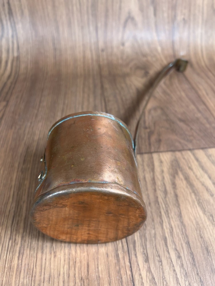 ANTIQUE HAND MADE COPPER LADLE MARKED 1880 RUSSIAN SCRIPT