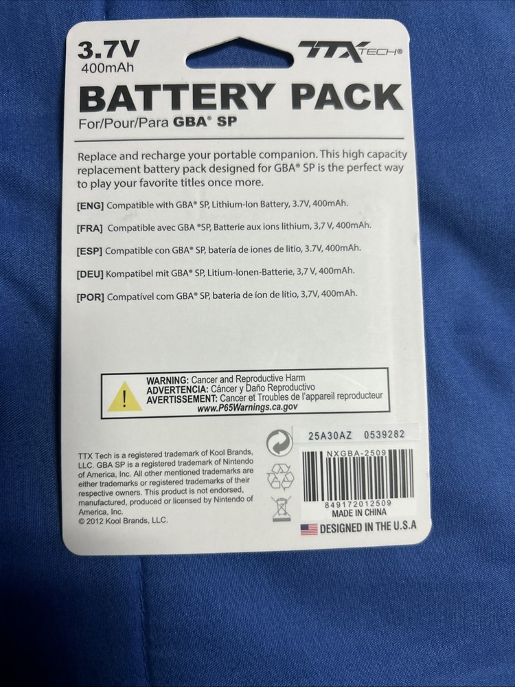 TTX Tech Game Boy Advance GBA SP Replacement Battery Pack