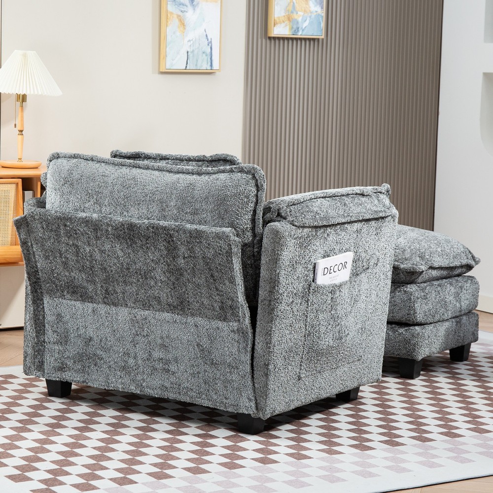 55.32*39.76" Oversized Sofa Indoor,Portable ottoman,Boucle Single Sofa Bed wit
