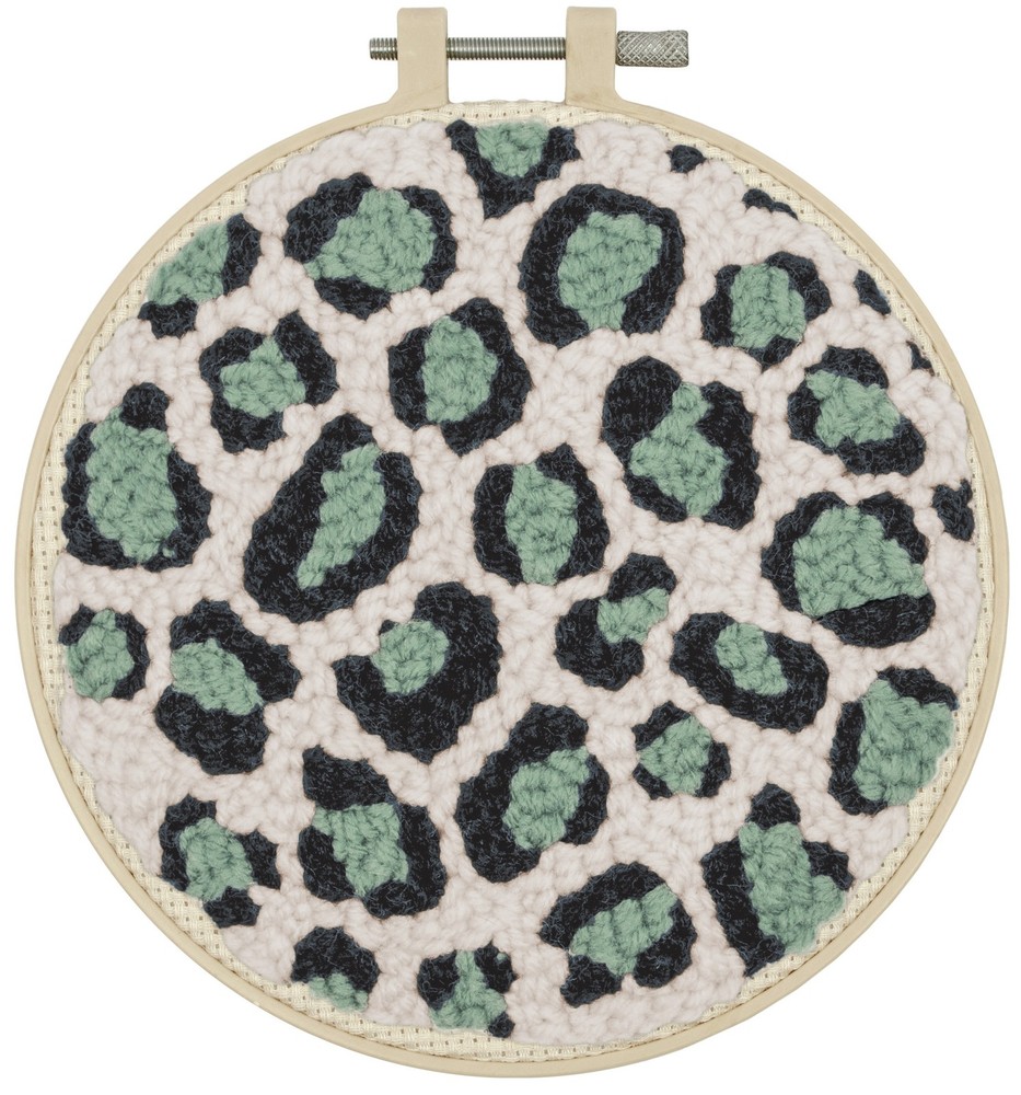 Fabric Editions Punch Needle Kit 6" Round-Leopard Print