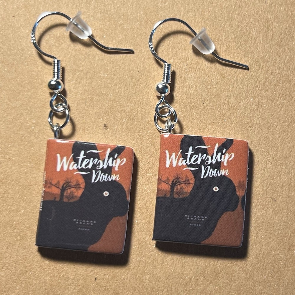 “Watership Down” Handmade Mini Book Dangle Earrings