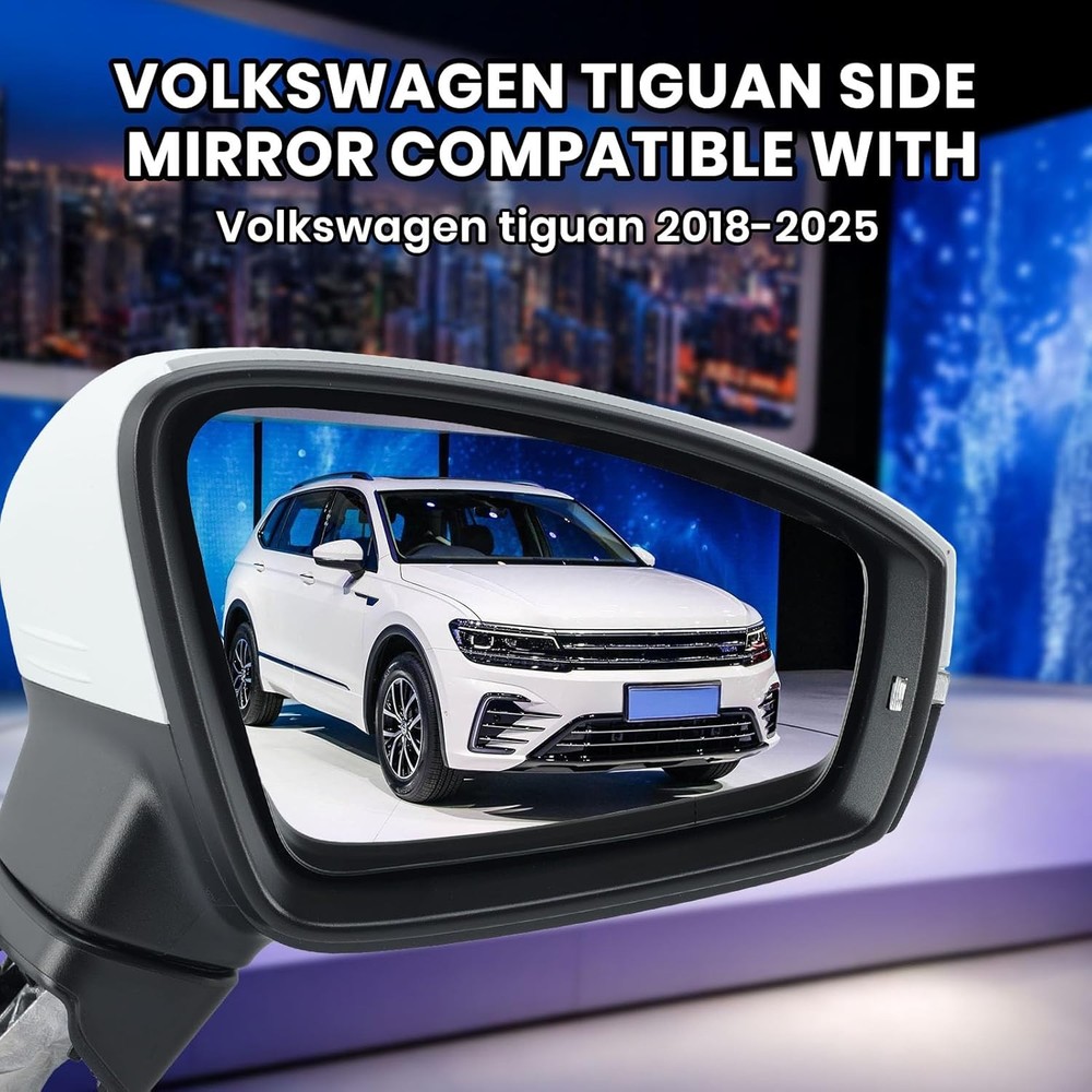 Right Passenger Side Mirror Compatible Side, White-8 Pins