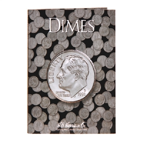 H.E. Harris Tri-Fold Push In Coin Folder #2686 Dimes Blank No Dates