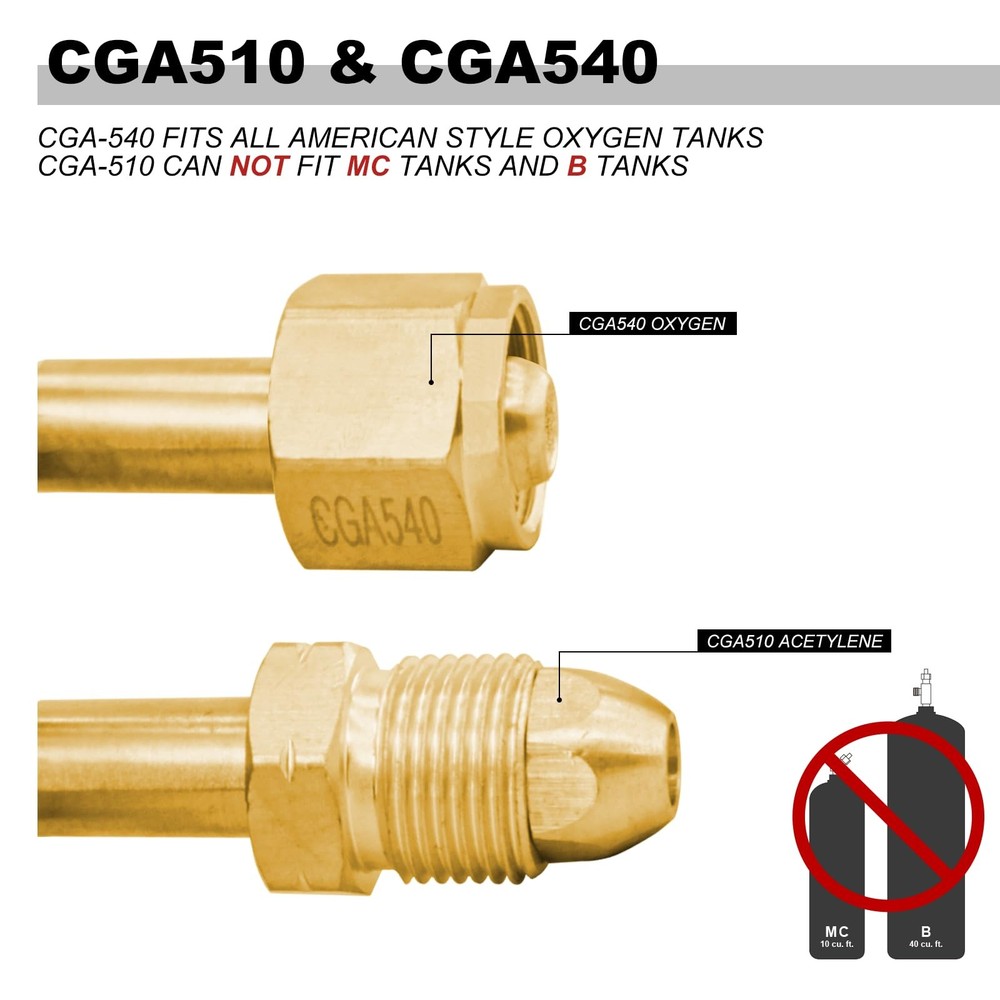Oxygen & Acetylene Regulators - Compatible with Medium Duty Welding Gas Torch...