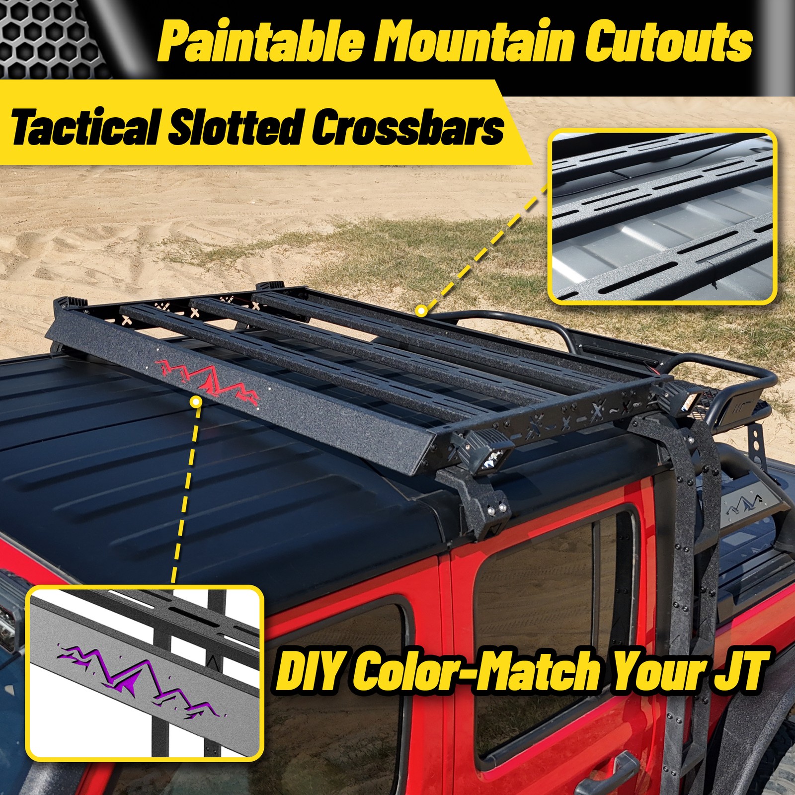 Roof Rack Cargo Luggage Carrier fits 2018-2026 Jeep Gladiator JT With 2 Ladders