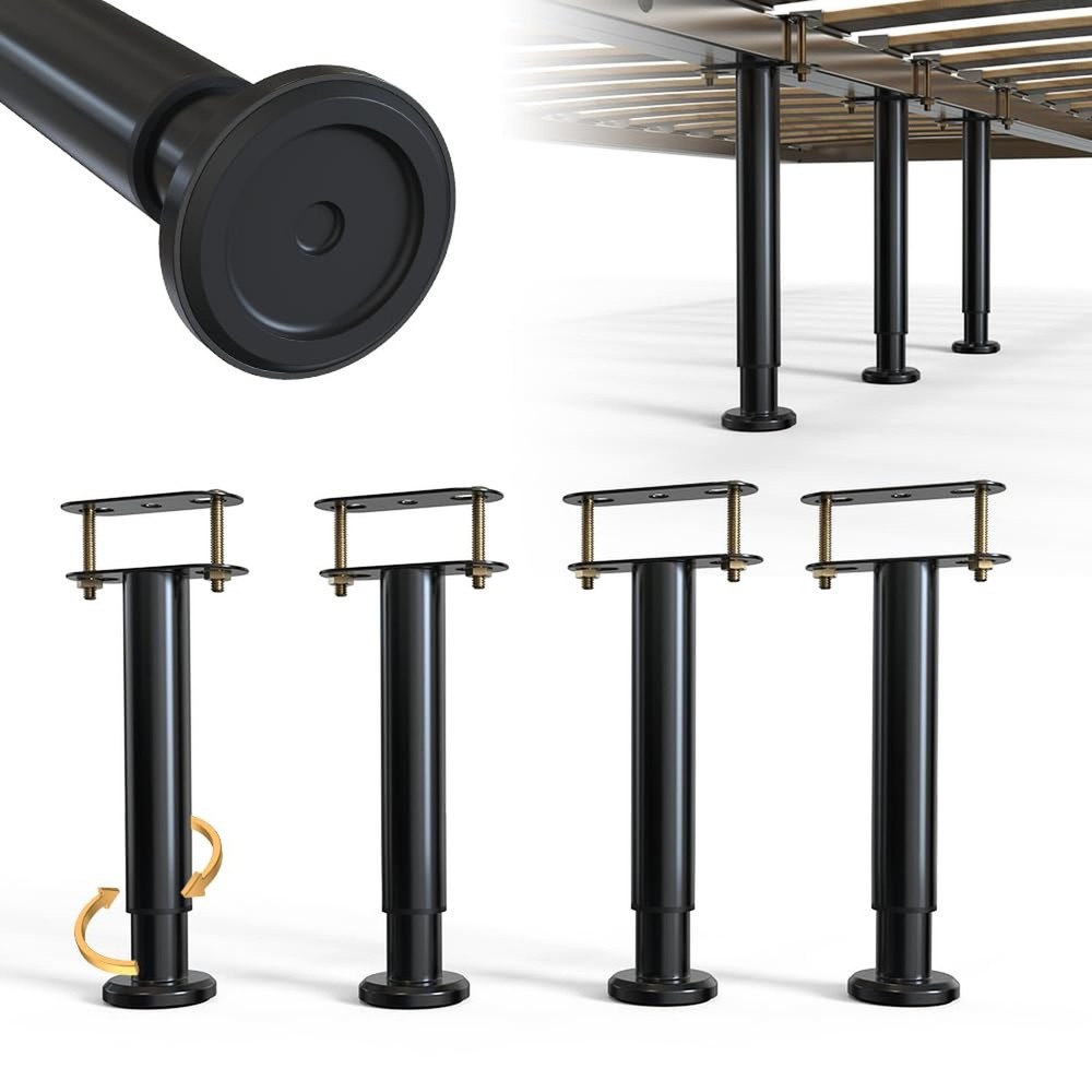 Under Bed Metal Support Legs, Adjustable Height Bed Frame Support Leg, Bed Sl...