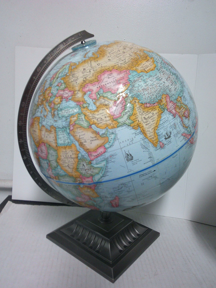 Replogle 12" Diameter World Classis Light Blue Globe Brushed Nickle Metal Base