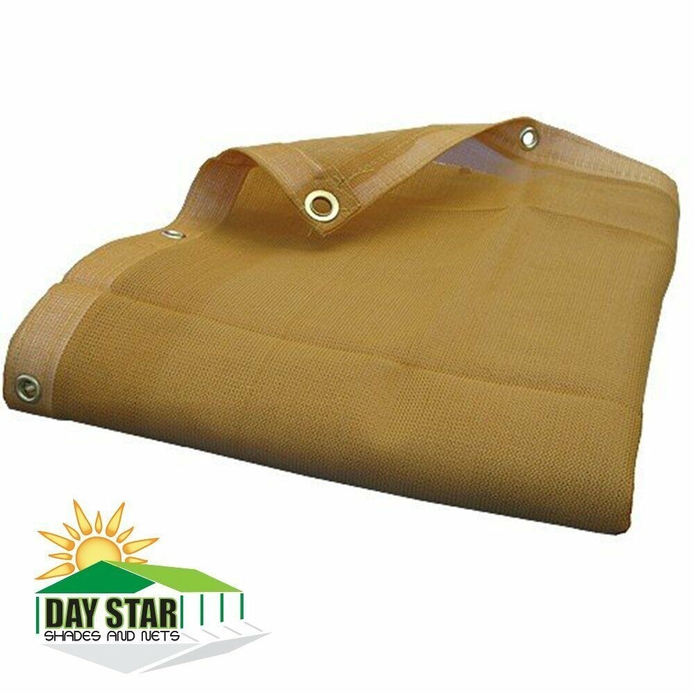 (Beige/Tan HD Mesh Tarp Net Sun Shade Fence Screen Patio Breathable 6oz Material