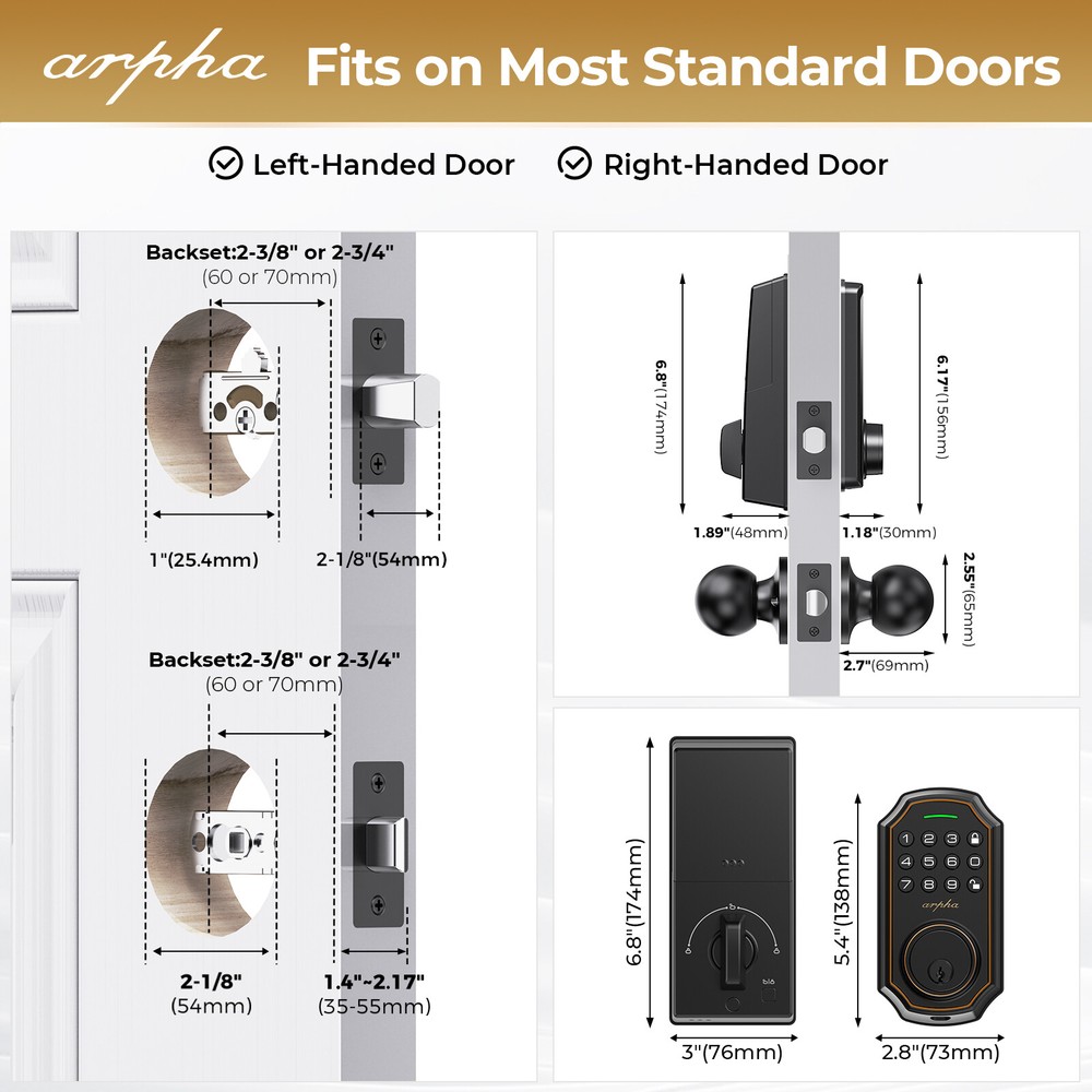 ARPHA Keyless Entry Smart Door Lock Auto Lock Keypad Deadbolt Digital Password