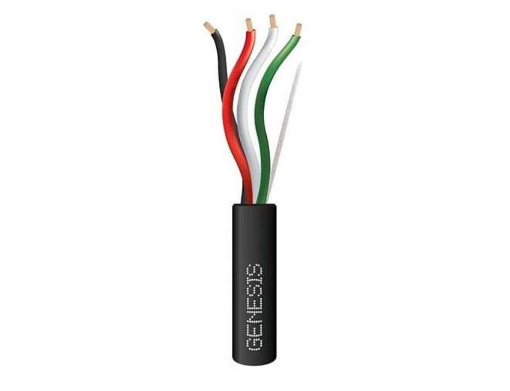 Genesis WG-31150508 18AWG 4C Stranded Plenum Cable, 250' Black