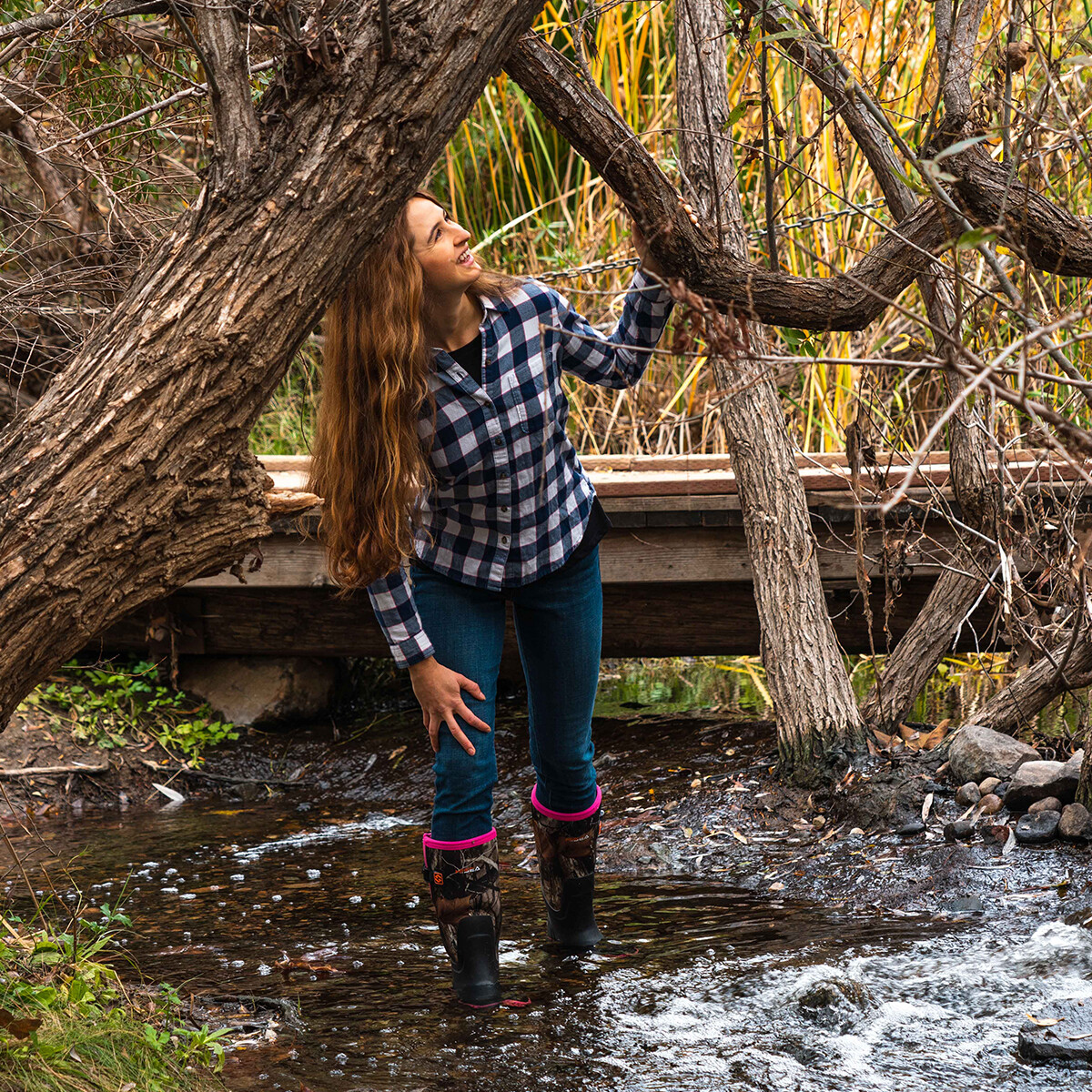 HISEA Women Rain Boots Side Buckles & Steel Shank Snow Hunting Chores Work Boots