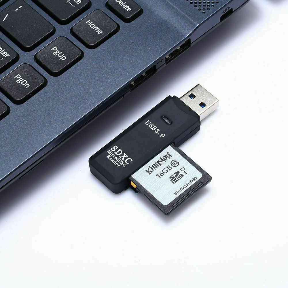 2 Pcs USB 3.0 High Speed Card Reader Adapter for Micro SD SDXC TF Memory Card