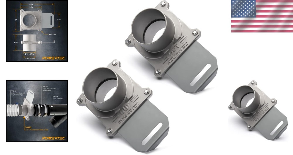 2-1/2" Aluminum Blast Gate 2-Pack for Dust Collection Efficiency