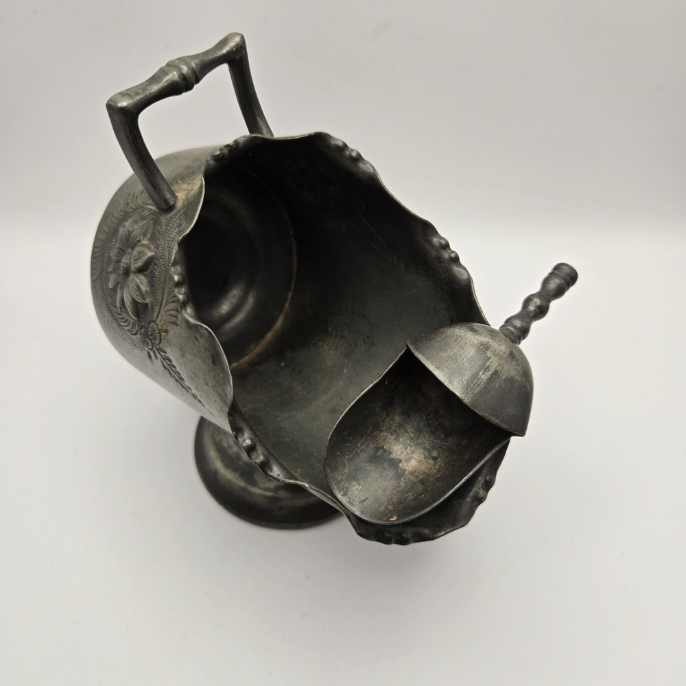 Antique Silver Plated Sugar Scuttle And Scoop