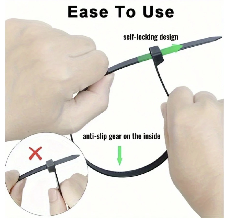 500pcs Self-Locking Cable Ties - Durable Nylon Zip Ties, Provide Various Sizes (