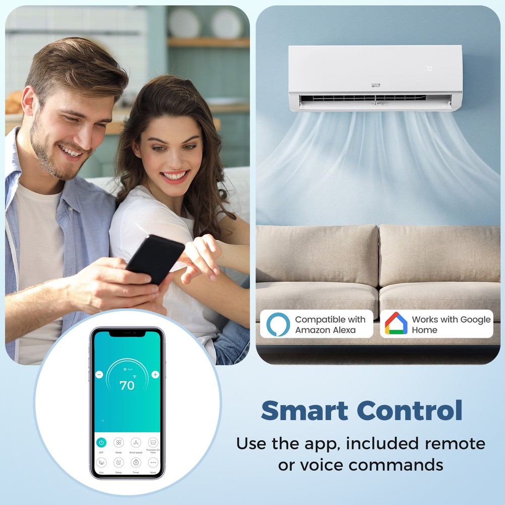 Blast Pro 2 Zone 20000 BTU Mini Split AC/Heating System, 23 SEER2, WiFi Enabled