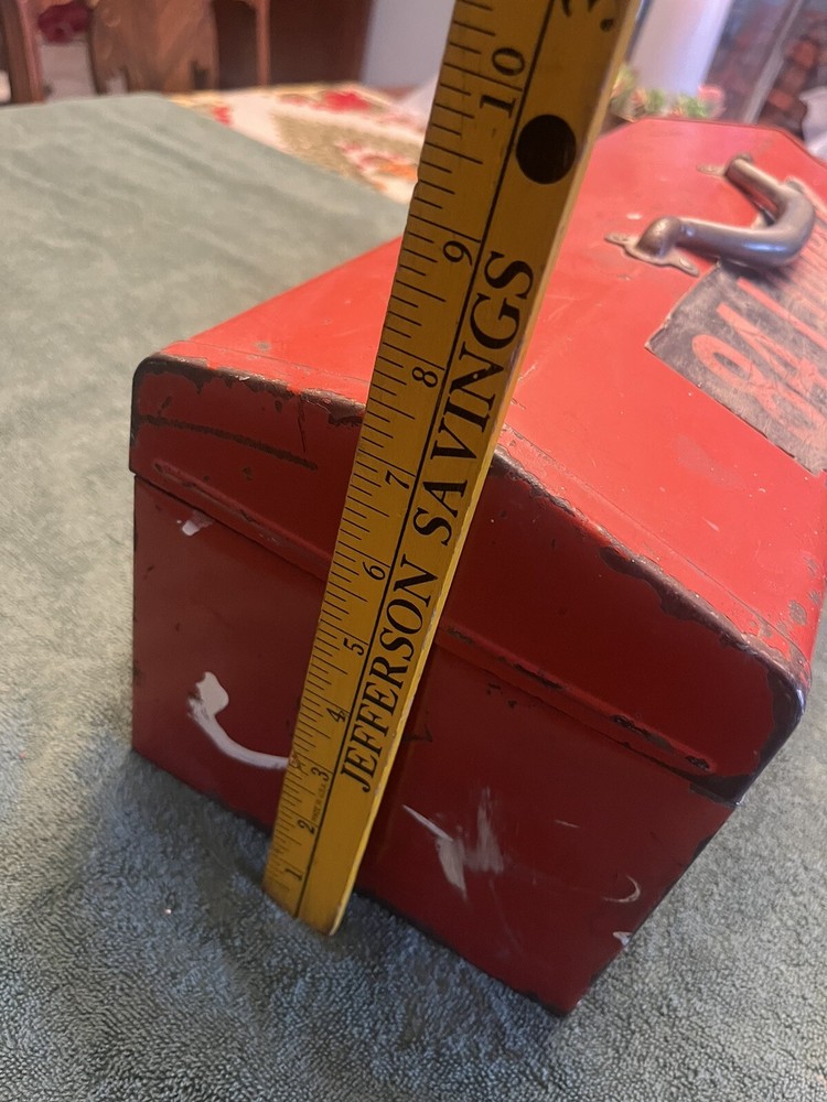 Vintage Red Metal Tool Box