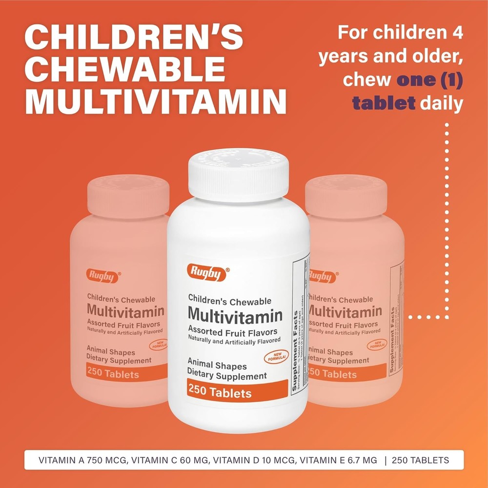 Kid’s Chewable Multivitamin 250ct Assorted Fruit Daily Nutrient Support