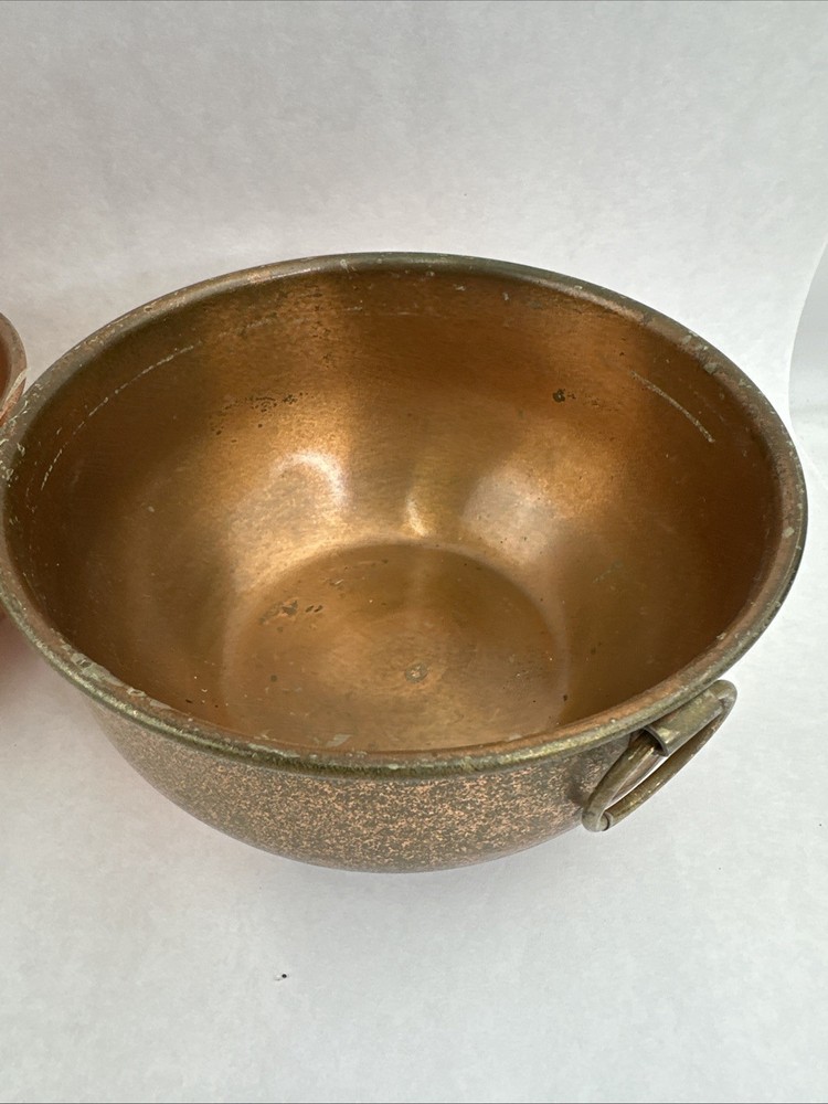 3pc Vintage Solid Heavy Copper Mixing Bowl Ring Round CG Rolled 5.5, 7 & 8”