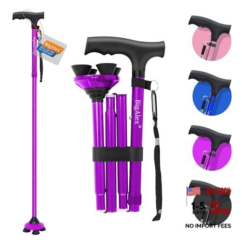 Folding Walking Cane for Elderly Adjustable & Portable Walking Stick for