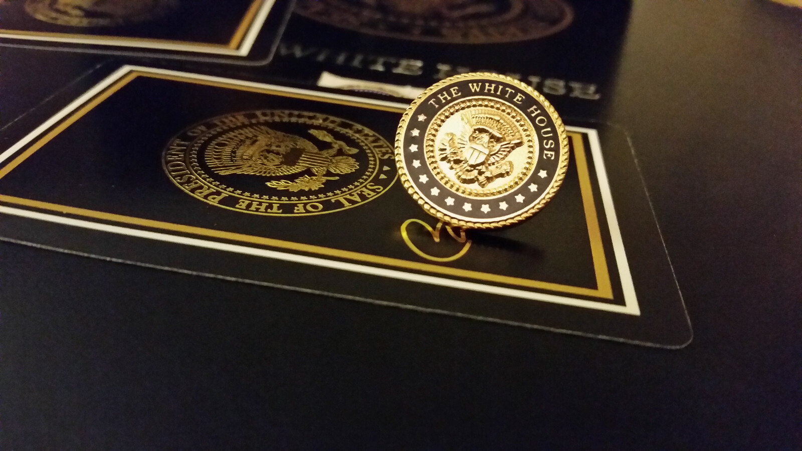 Presidential White House 24k Gold Plated Blue Cobalt Cufflinks