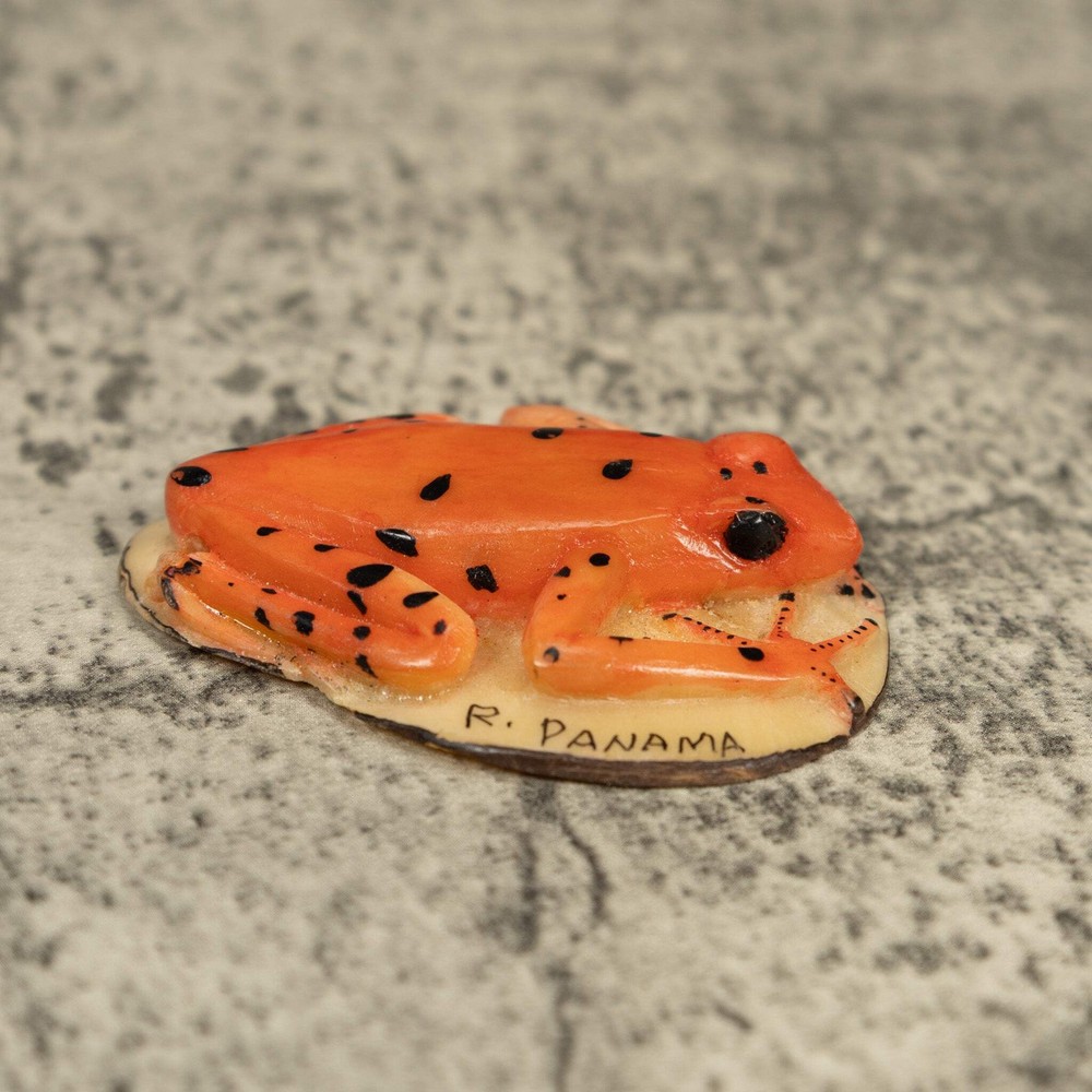 Orange Jungle Frog Tagua Carving