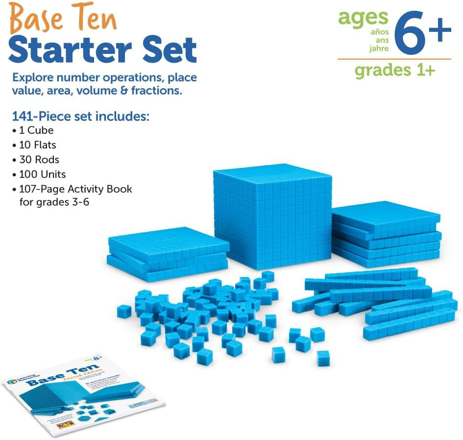 Plastic Base Ten Starter Set - 1St Grade Math Manipulatives for Elementary Schoo