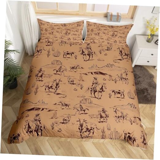 Kids Wild West Cowboy Bedding Set Size Western Decor Duvet Cover Full Multi 03