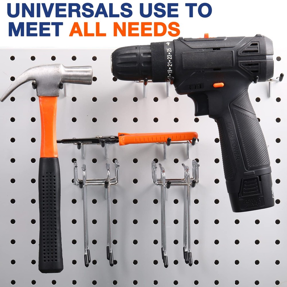 50 Pack Pegboard Hook Stainless Steel Peg Board Tool Utility Hooks Double Arm...
