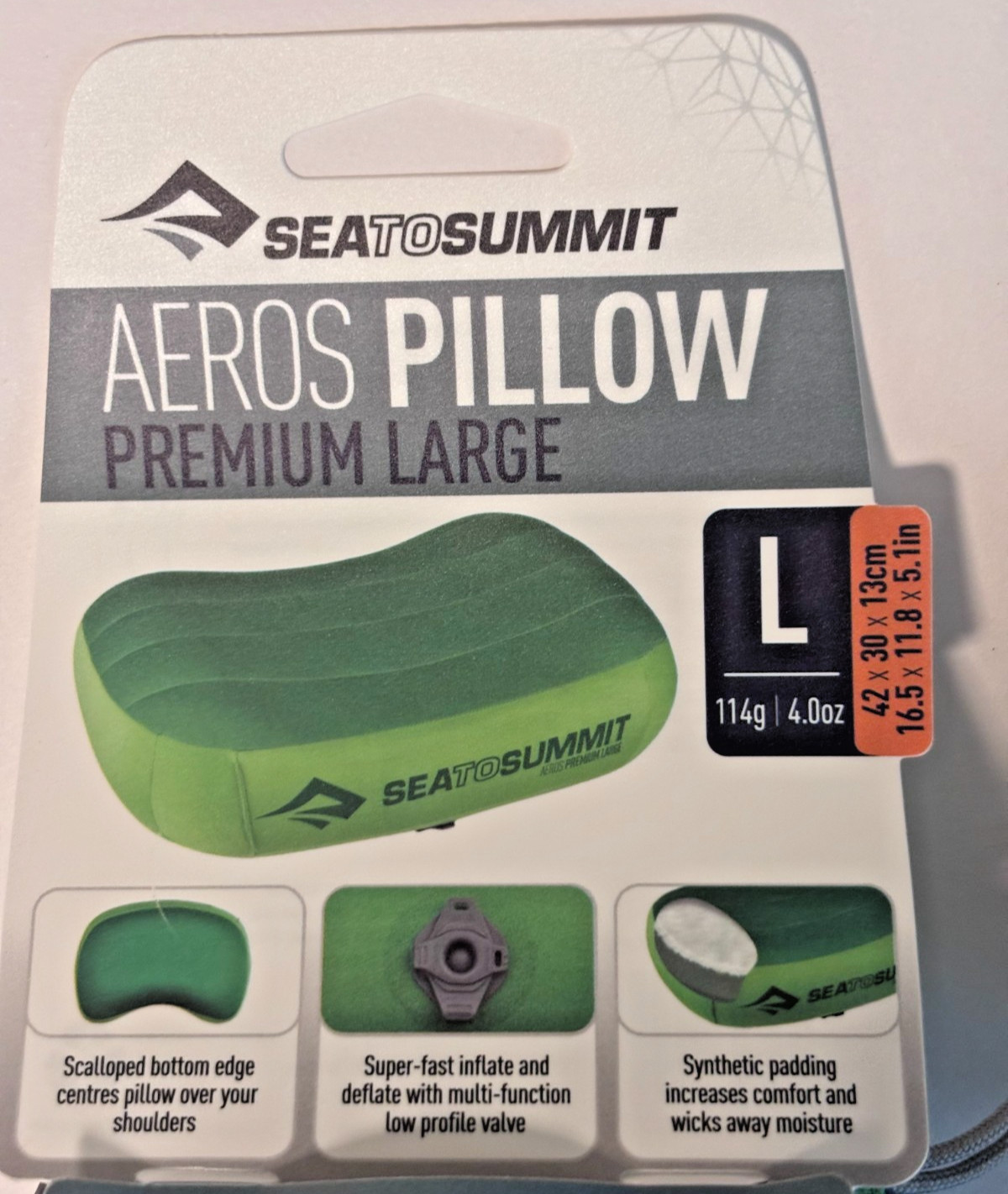 Set Of Two 2x Sea To Summit Premium Aeros Inflatable Air Pillows Large (G) -NEW!