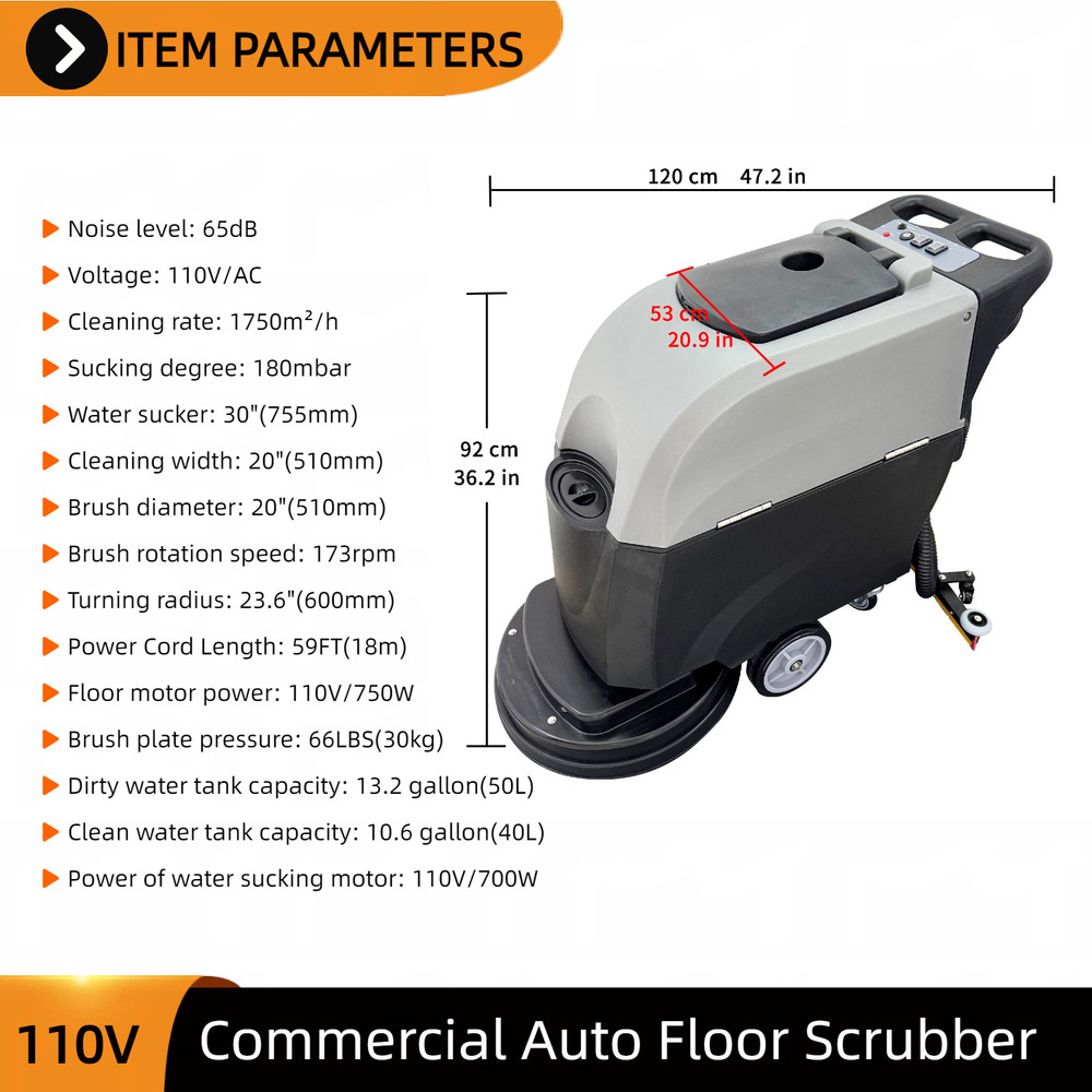 Commercial Automatic Floor Cleaner Machine 110V Multi-functional Scrubber-Dryer