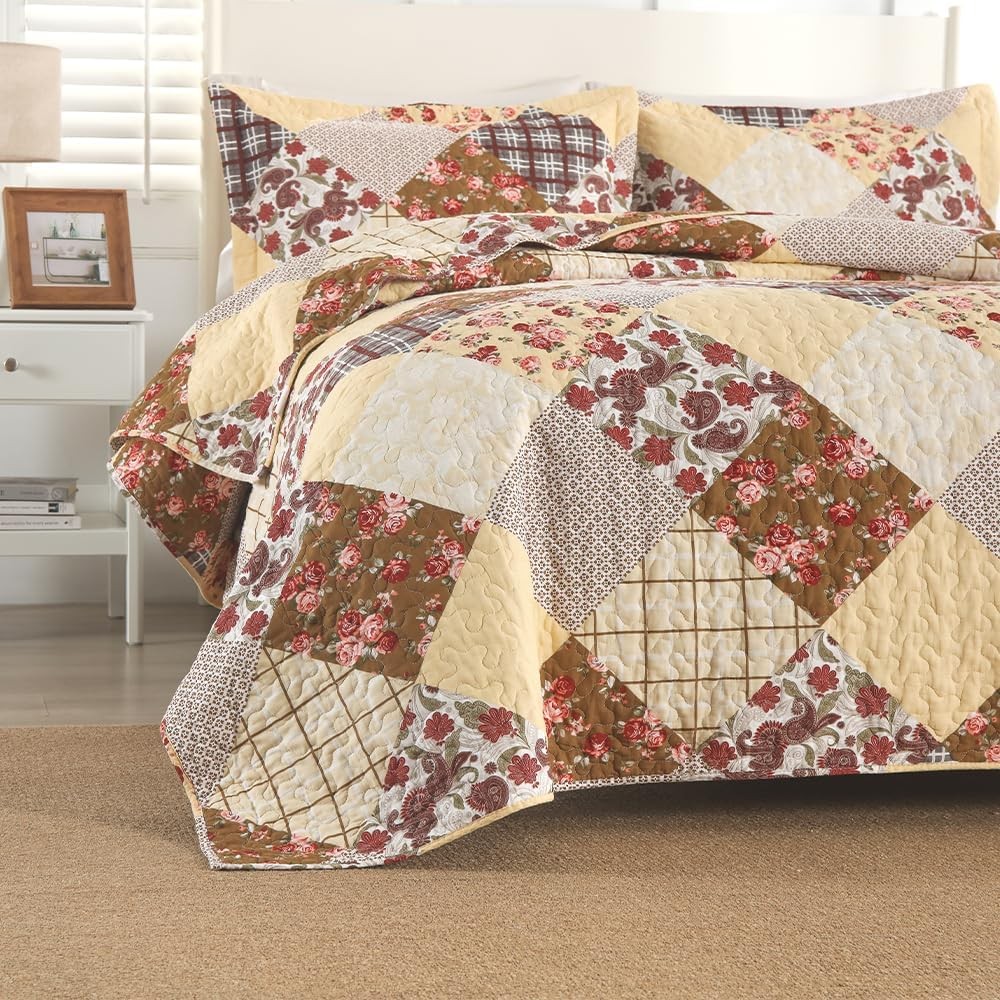 King Cotton Bedspread Quilt Sets Reversible Coverlet Sets