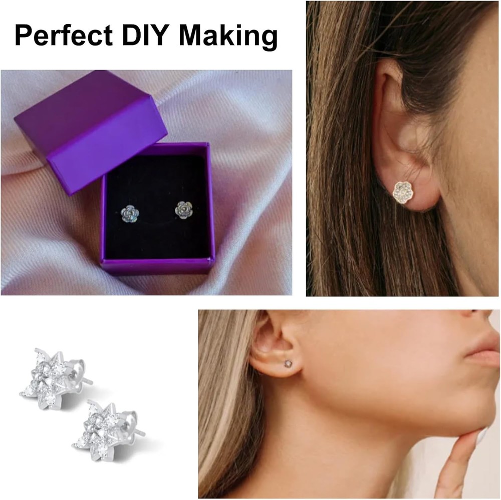 1650Pcs Earring Posts and Backs Jump Rings Kit Small,