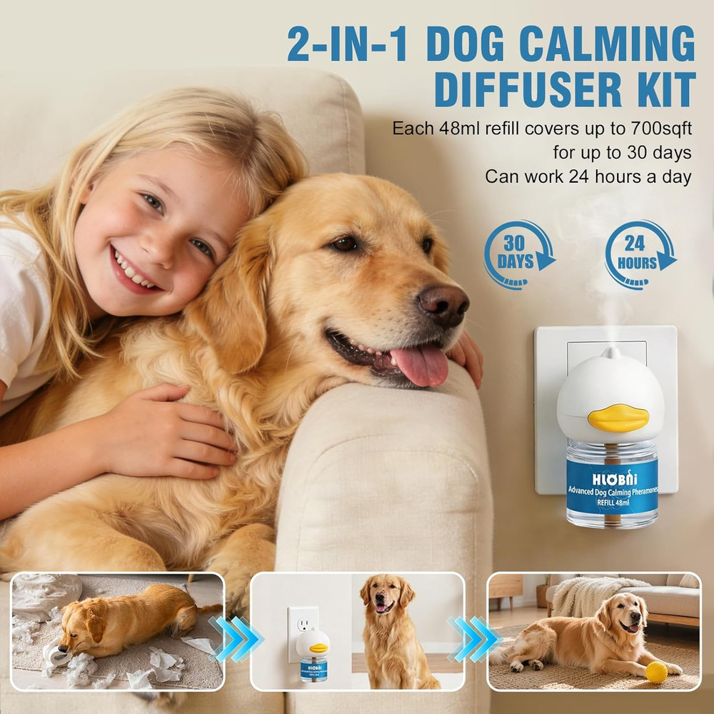 Dog Calming Diffuser – 2-Pack Dog Pheromone Calming Diffuser Kit for Stress, Anx