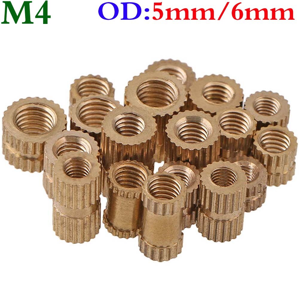 M4 Outer Diameter 5mm/6mm Brass Knurled Nuts Threaded Round Insert Embedded Nuts