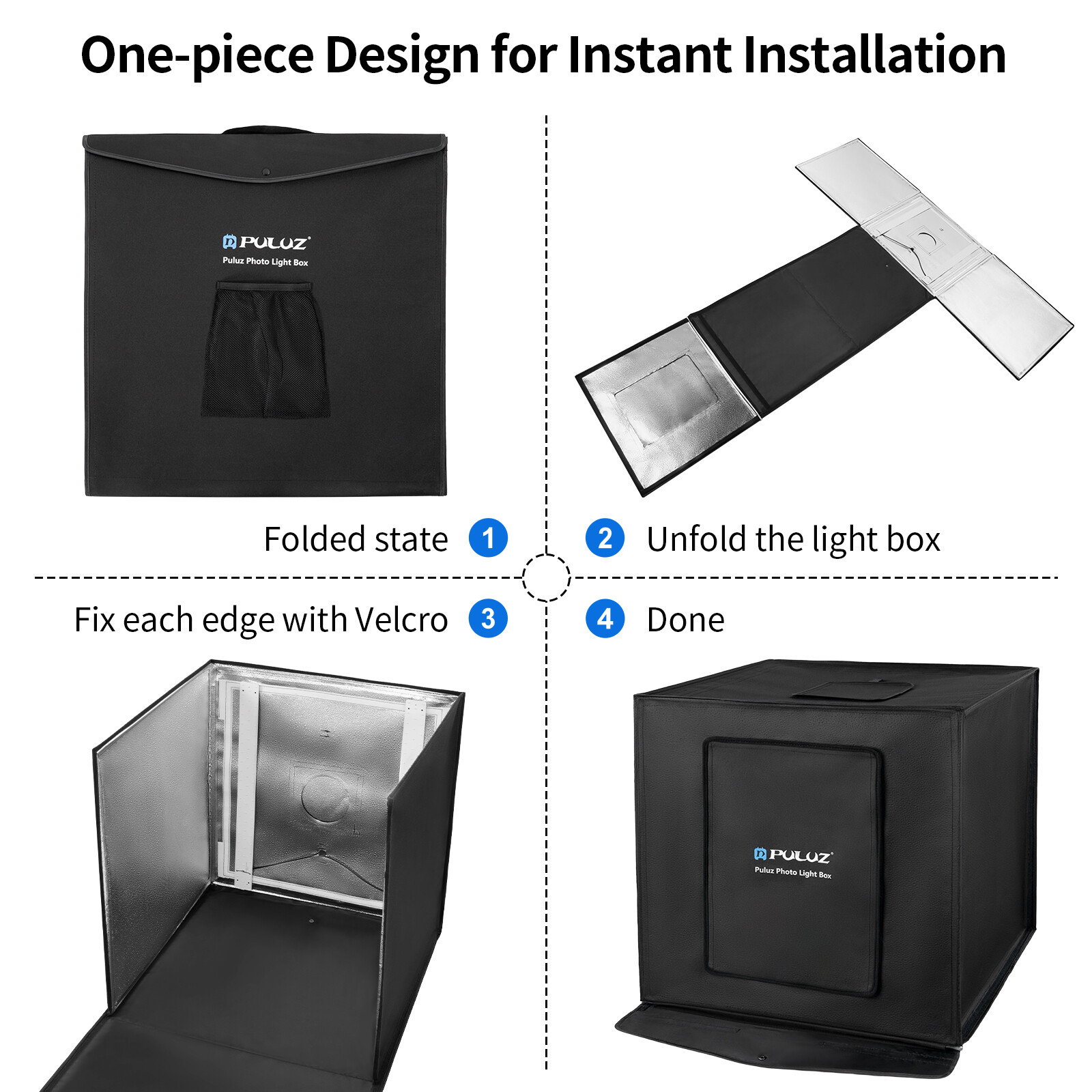 US PULUZ 24"x24"x24" Studio Large Photo Light Box Foldable Tent with Backdrops