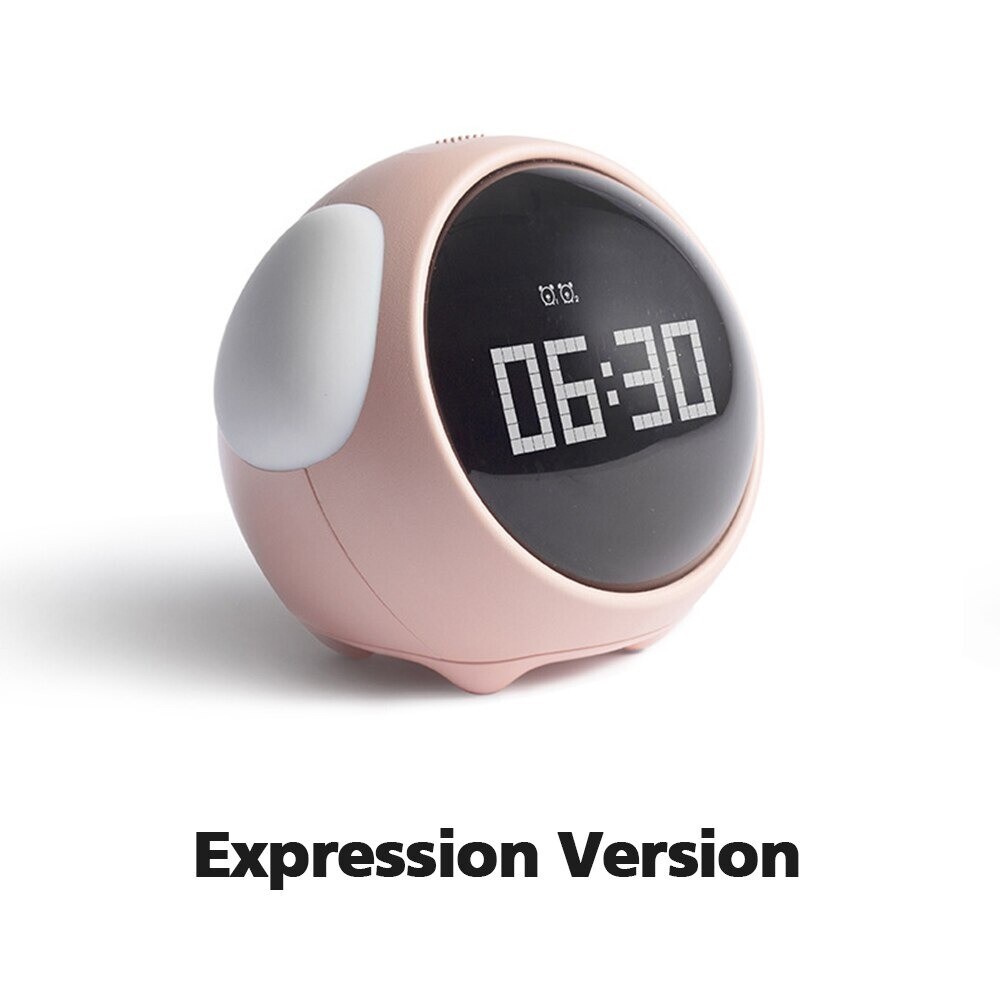 Digital Alarm Clock LED Multi Function Small Expression Display Voice Controlled