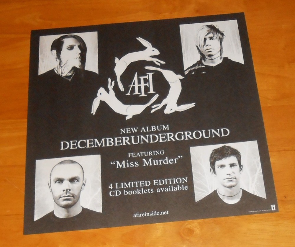AFI December Underground Poster 2-Sided Flat 2006 Promo 12x12 (rabbits) RARE