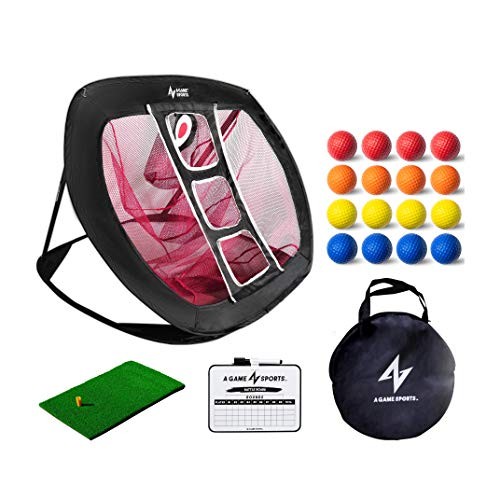 Golf Chipping Net Pop Up Golf Chipping Net with Mat - Golf Practice Nets Black