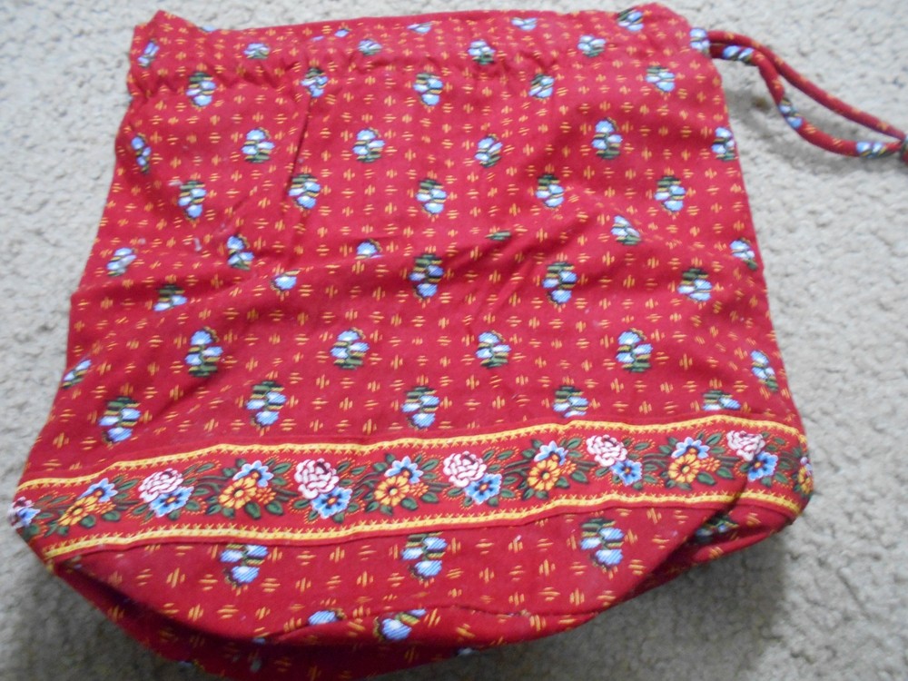 Vera Bradley Ditty Bag Drawstring With Plastic Liner Provincial Red