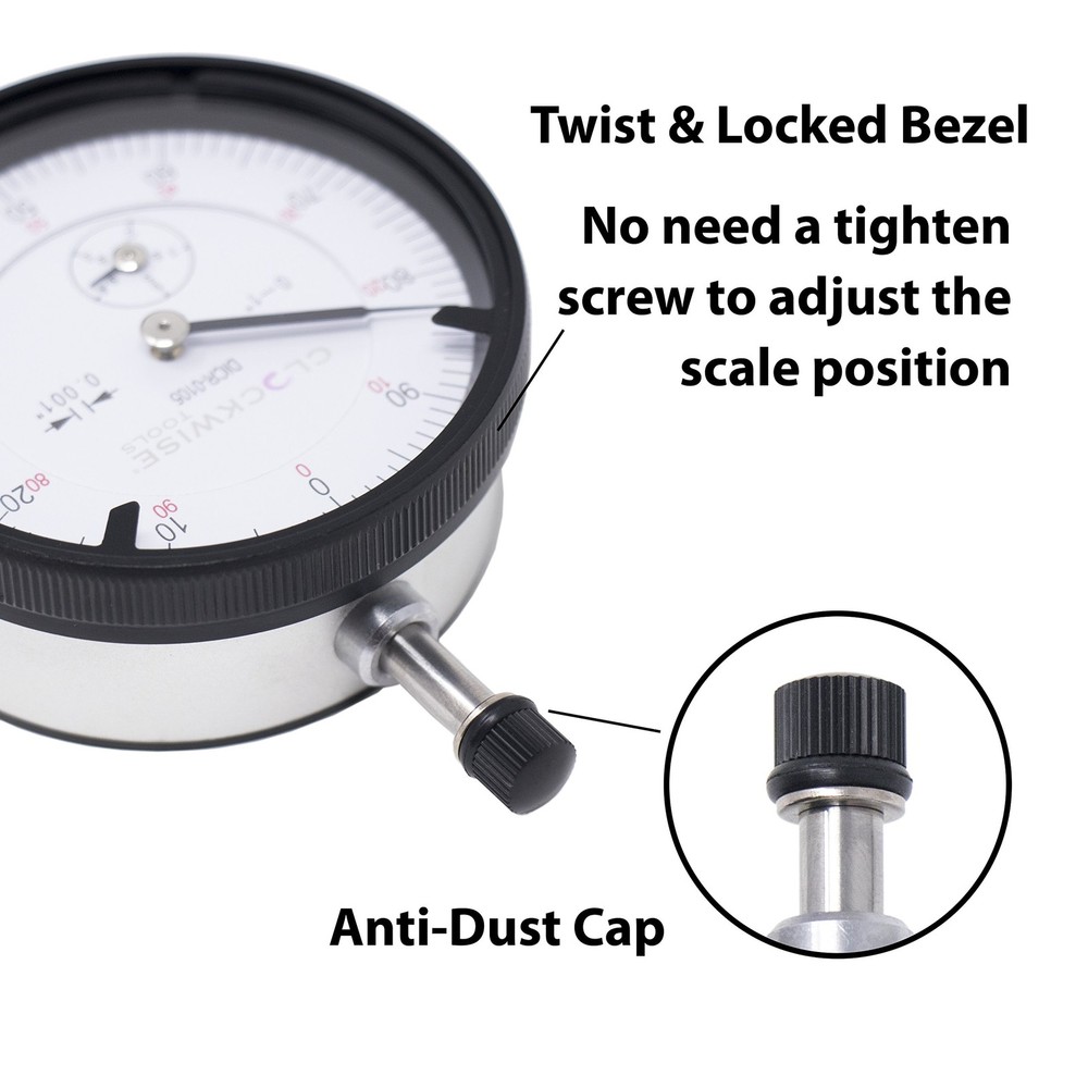 Clockwise Tools Dial Indicator with Magnetic Base Holder Stand, DIMR-0105...