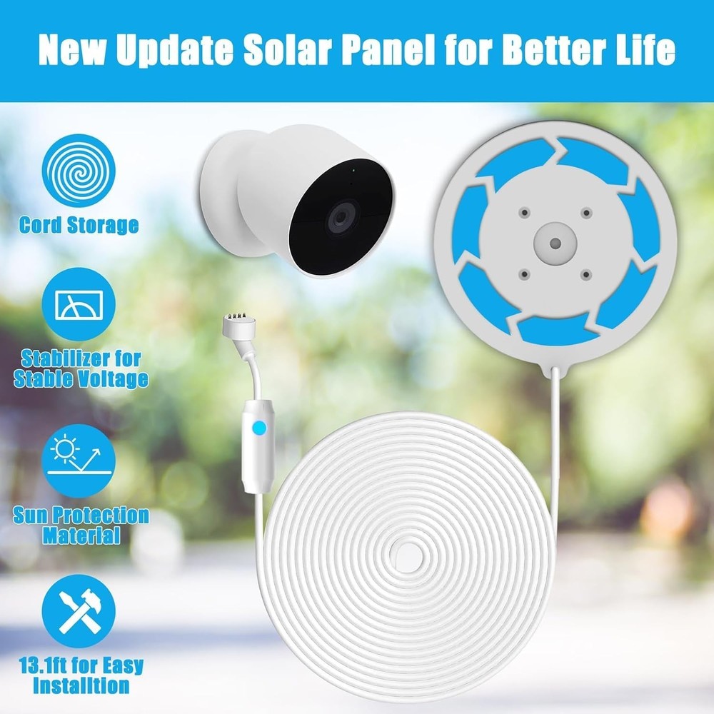 Solar Panel Compatible with Google Nest Camera Outdoor & Indoor (Battery Version