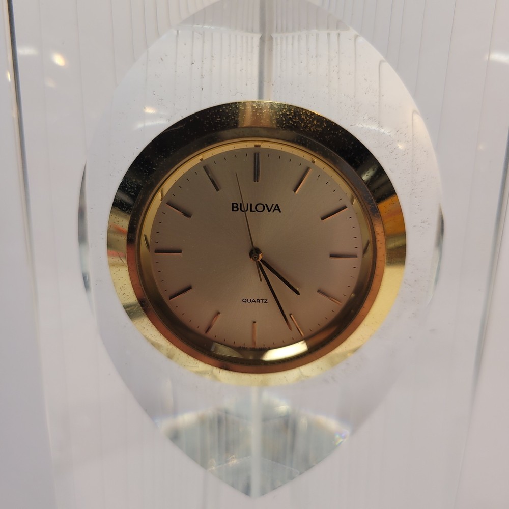Bulova Heavy Paperweight Clock. Running