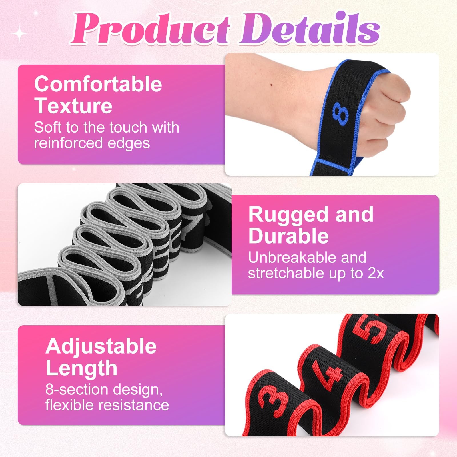 Fitness Resistance Bands with Handles, 2026 Upgrade Fitness Resistance Band f...