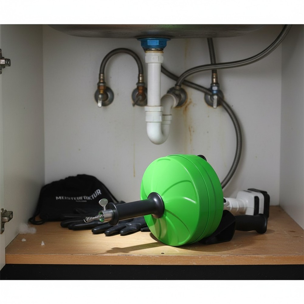 Professional Grade 50FT Drain Snake - Includes Drill Attachment and Gloves